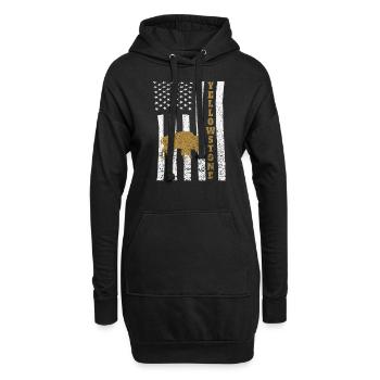 Drapeau américain Buffalo Yellowstone - Sweat-shirt à capuche long Femme - noir - Devant
