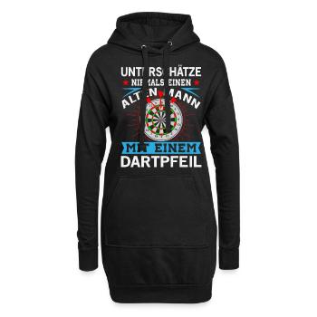 Dart Darts Bullseye Dartspieler Dartboard Geschenk - Hoodie-Kleid - Schwarz - Vorne
