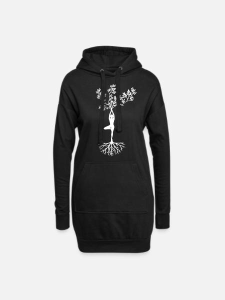 Yoga Baum Asana Fitness - Hoodie-Kleid - Schwarz