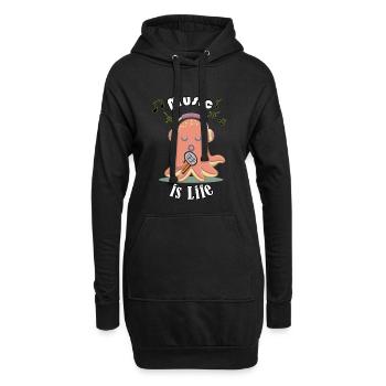 Music is life - Hoodie-Kleid - Schwarz - Vorne