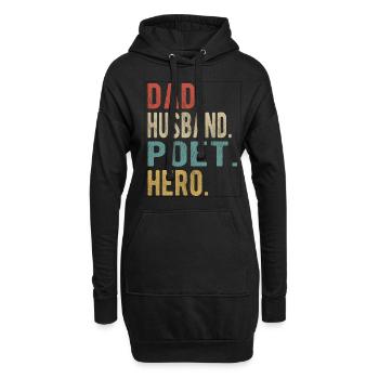 Poète Papa Mari Héros - Sweat-shirt à capuche long Femme - noir - Devant