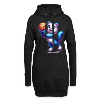 Cute Basketball Player Cat - Hoodie-Kleid - Schwarz - Vorne