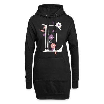 Buchstabe E Monogramm Retro - Hoodie-Kleid - Schwarz - Vorne