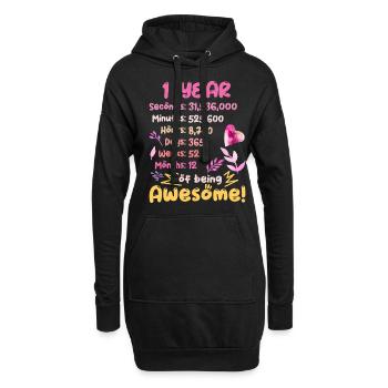 Tenue d’anniversaire pour 1 an ! 1er anniversaire - Sweat-shirt à capuche long Femme - noir - Devant