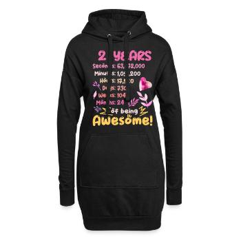2 ans ! Cadeau d’anniversaire pour les 2 ans - Sweat-shirt à capuche long Femme - noir - Devant