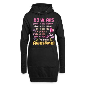 23 Jahre alt! Geburtstagsgeschenk 23. Geburtstag - Hoodie-Kleid - Schwarz - Vorne