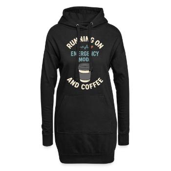 Kaffee statt Schlaf – Notfallmodus läuft - Hoodie-Kleid - Schwarz - Vorne