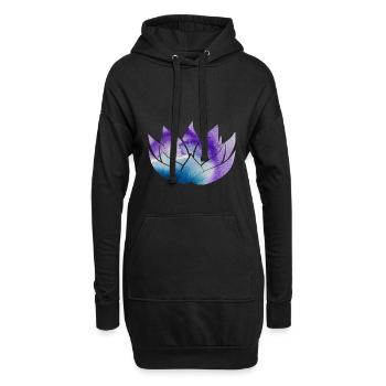fleur de lotus - Sweat-shirt à capuche long Femme - noir - Devant