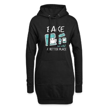 Backen Torte Kuchen Plätzchen Mixer Teig Geschenk - Hoodie-Kleid - Schwarz - Vorne