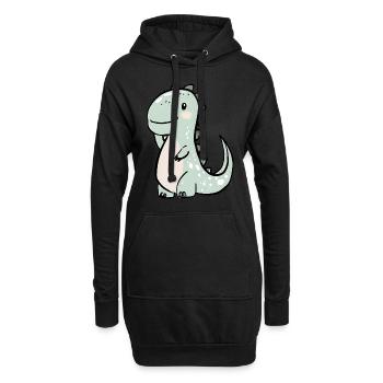 Niedlicher Dinosaurier - Hoodie-Kleid - Schwarz - Vorne