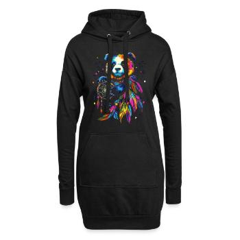 Panda mitTraumfänger - Hoodie-Kleid - Schwarz - Vorne