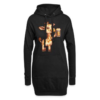 Girafe Pixel Bière - Sweat-shirt à capuche long Femme - noir - Devant