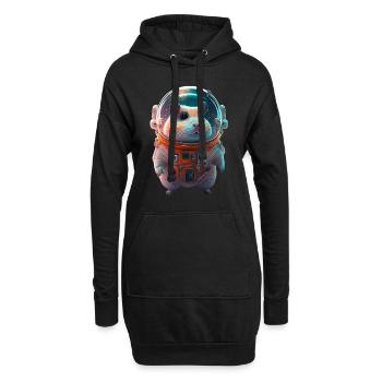 Hamster Astronaut Raumanzug - Hoodie-Kleid - Schwarz - Vorne