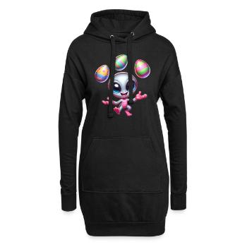 Jongleur de Pâques extraterrestre : Acrobaties d’œufs - Sweat-shirt à capuche long Femme - noir - Devant