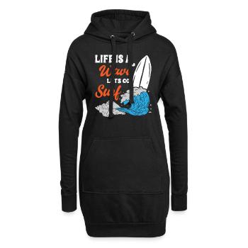 Life Is A Wave Lets Go Surfing - Hoodie-Kleid - Schwarz - Vorne