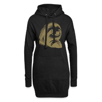 Révérencieux paresseux visage portrait silhouette - Sweat-shirt à capuche long Femme - noir - Devant