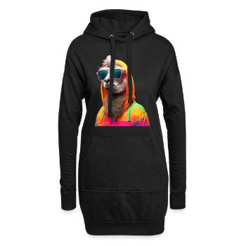 Lama avec lunettes de soleil Lama coloré en Alpaga frais - Sweat-shirt à capuche long Femme - noir - Devant