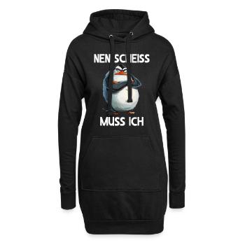 Pinguin Vogel Küken Nen scheiss muss ich - Hoodie-Kleid - Schwarz - Vorne