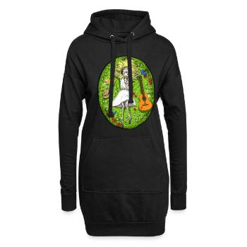 Skelett Hippie - Hoodie-Kleid - Schwarz - Vorne