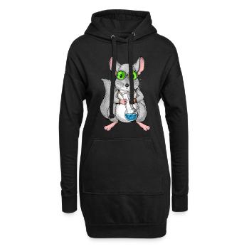 Chinchilla Rauchen Unkraut - Hoodie-Kleid - Schwarz - Vorne