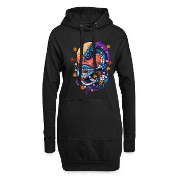 Vaporwave Dragon japonais - Sweat-shirt à capuche long Femme - noir - Devant