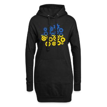 Drapeau de l’Ukraine Engrenages Drapeau ukrainien - Sweat-shirt à capuche long Femme - noir - Devant