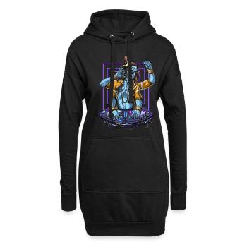 Psychedelischer Shiva Musik DJ - Hoodie-Kleid - Schwarz - Vorne