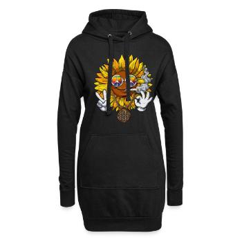 Tournesol Hippie Stoner - Sweat-shirt à capuche long Femme - noir - Devant