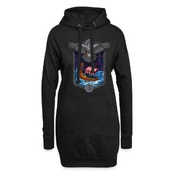 Mythologie nordique Navire viking - Sweat-shirt à capuche long Femme - noir - Devant