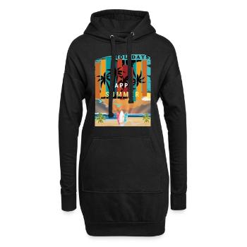 Tropical Summer happy - Sweat-shirt à capuche long Femme - noir - Devant