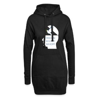 Frieden beginnt im Kopf Friedenstaube Peace - Hoodie-Kleid - Schwarz - Vorne
