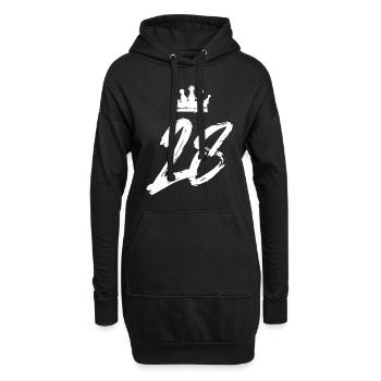 28 Zahl Krone - Hoodie-Kleid - Schwarz - Vorne