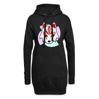 Kitsune Maske - Hoodie-Kleid - Schwarz - Vorne