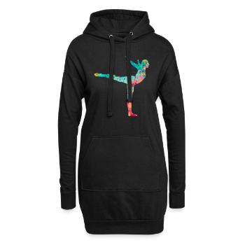 Gymnastique, Athlétisme, Gymnastique PopArt - Sweat-shirt à capuche long Femme - noir - Devant