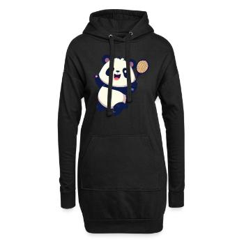 Pandabär spielt Badminton Tennis und lacht - Hoodie-Kleid - Schwarz - Vorne