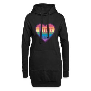 colorful heart rainbow unisex love for everyone - Hoodie-Kleid - Schwarz - Vorne