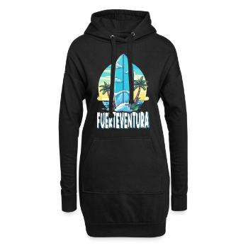 Fuerteventura Surfing Surfboard Palm Trees Island Summer - Hoodie Dress - black - Front