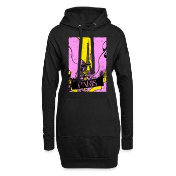 Paris France City Skyline Tour Eiffel Vintage - Sweat-shirt à capuche long Femme - noir - Devant