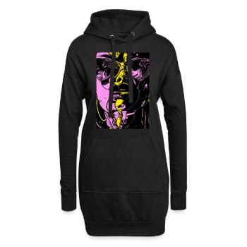 Frau Sonnenbrille Kunst Mode Modern Trend Bunt - Hoodie-Kleid - Schwarz - Vorne