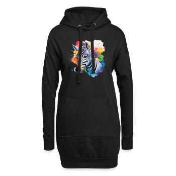 Zebra cool im bunten Design - Hoodie-Kleid - Schwarz - Vorne