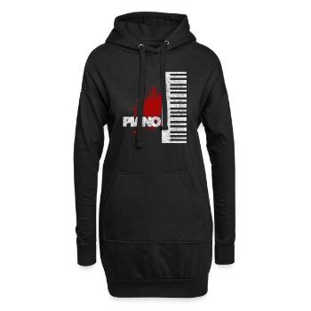 piano - Sweat-shirt à capuche long Femme - noir - Devant