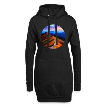 Buntes Gebirge - Hoodie-Kleid - Schwarz - Vorne