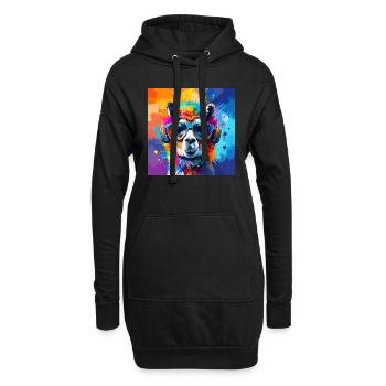 Lama,graffiti ,malerei , bunt - Hoodie-Kleid - Schwarz - Vorne