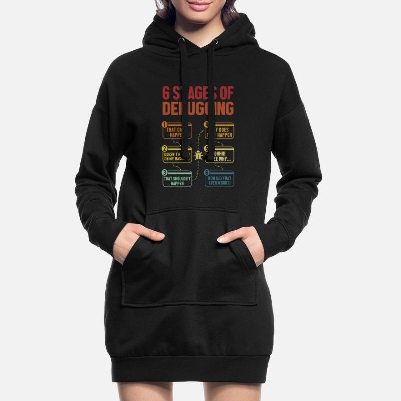 6 Stages of Debugging Softwareingenieur Coder Hoodie-Kleid