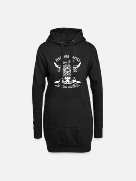 Highland Cattle Hochlandrind Kuh Kuhl Geschenk - Hoodie-Kleid - Schwarz