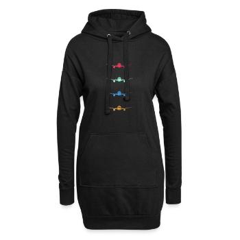 Vintage Flugzeuge Pilot Luftfahrt Piloten Motiv - Hoodie-Kleid - Schwarz - Vorne