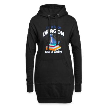 Book Dragon Bücherwurm Buch Drache Leseratte Motiv - Hoodie-Kleid - Schwarz - Vorne