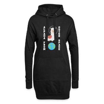 Alpaca From Outer Space Huacaya Pako Lama Alpaka - Hoodie-Kleid - Schwarz - Vorne