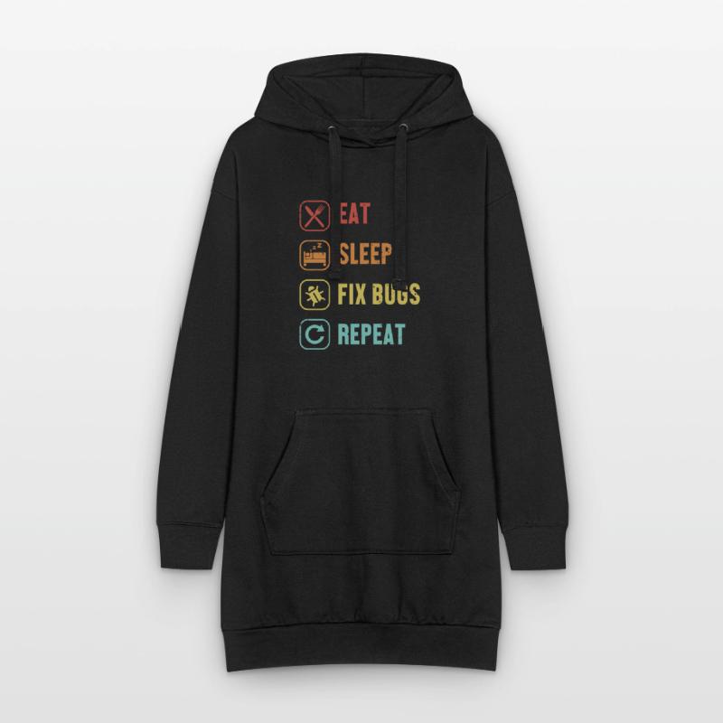 Eat Sleep Fix Bugs Repeat Coder Engineer Software Hoodie Dress