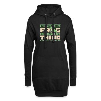 Catching Frog Is Kinda my Thing Kröte Frosch - Hoodie-Kleid - Schwarz - Vorne